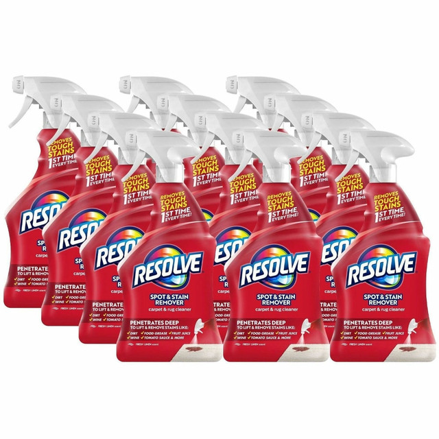 RECKITT BENCKISER 00601CT Resolve Stain Remover Cleaner - For Carpet - 22 fl oz (0.7 quart) - Fresh Linen Scent - Odor Neutralizer - Light Yellow - 12 / Carton
