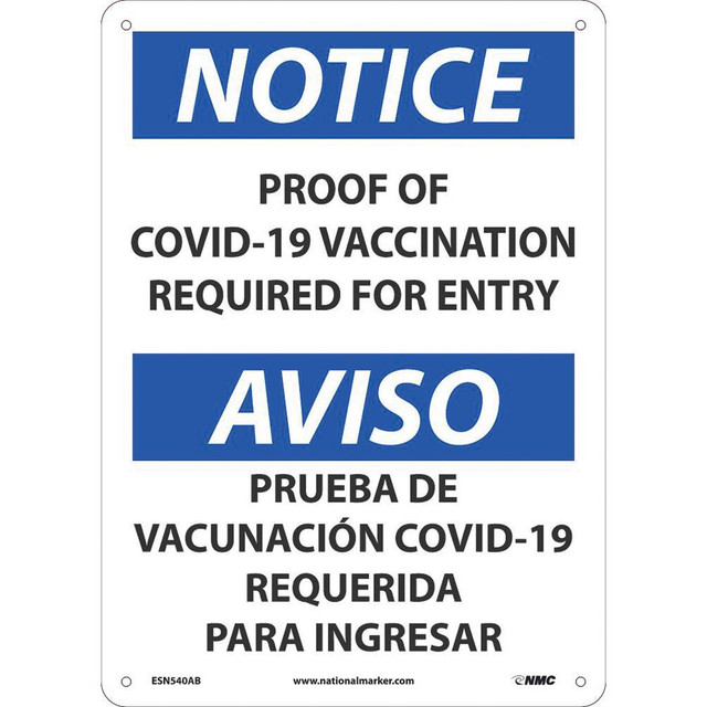 AccuformNMC Sign: Rectangle, "Show Proof of Vaccination" ESN540AB