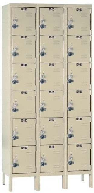 Hallowell URB3228-6A-PT 3-Wide Locker: 12" Wide, 11" Deep, 78" High, Padlock