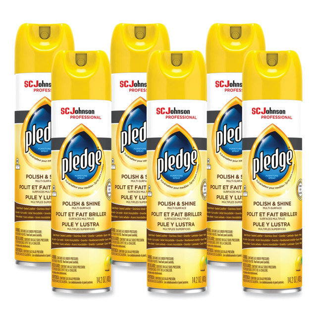 S.C. JOHNSON & SON, INC. 301168UOM Pledge Furniture Polish, Lemon Scent, 14.2 Oz Can, Case Of 6