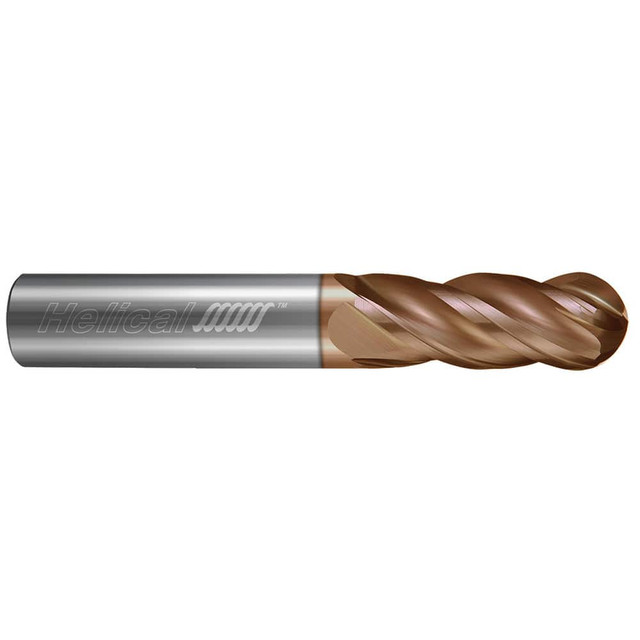 Helical Solutions 84767 Ball End Mill:  0.6250" Dia,  1.2500" LOC,  4 Flute,  Solid Carbide