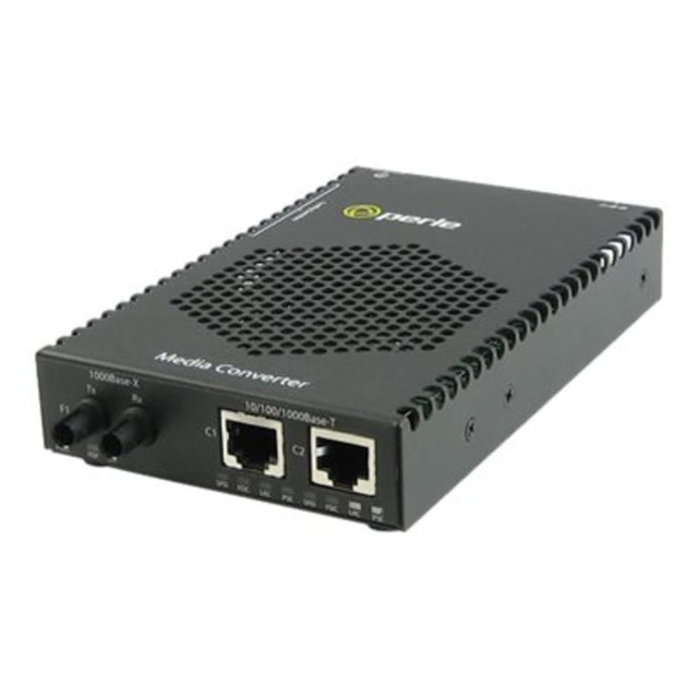 PERLE SYSTEMS Perle 05082034  S-1110DP-M2ST05 - Fiber media converter - GigE - 10Base-T, 1000Base-SX, 100Base-TX, 1000Base-T - ST multi-mode / RJ-45 - up to 1800 ft - 850 nm