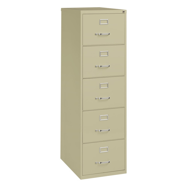 OFFICE DEPOT HID17791 WorkPro 26-1/2inD Vertical 5-Drawer Legal-Size File Cabinet, Putty