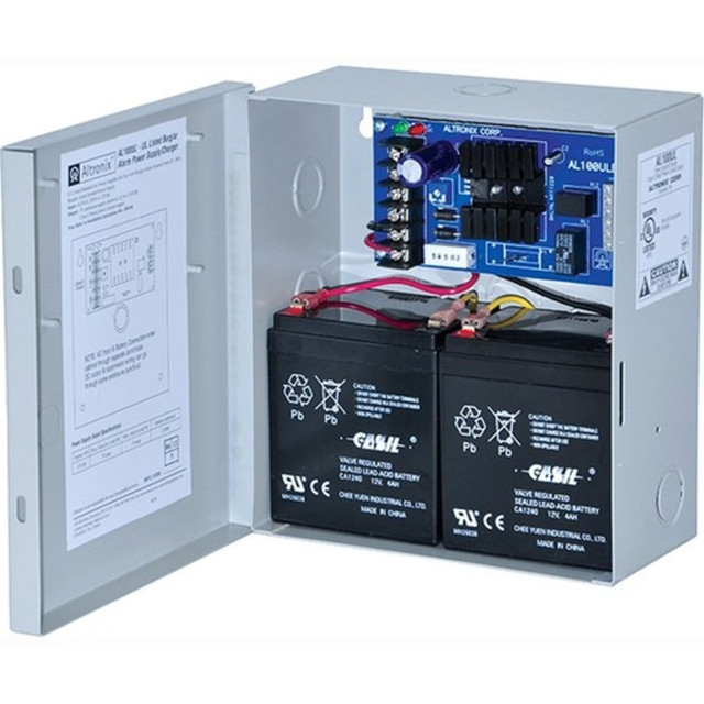 12VDC @ 750mA, Class 2 power-limited output.  UL and cUL listed.  Power Supply/Charger.