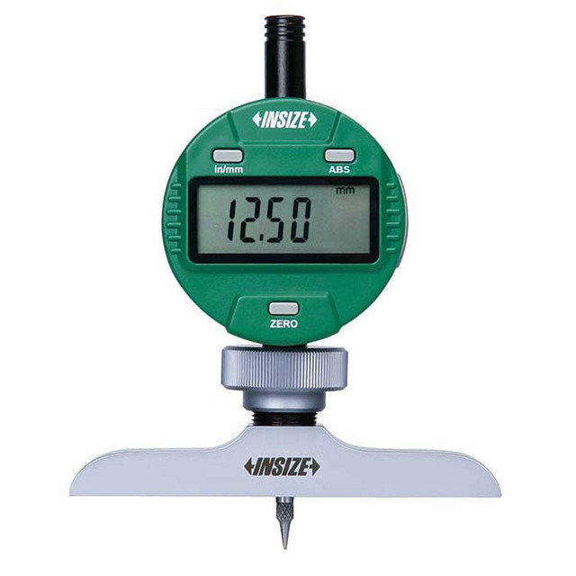 Insize USA LLC 2141-202A Electronic Depth Gages; Maximum Measurement (mm): 300.00; Resolution (Decimal Inch): 0.0005; Base Length (Inch): 4; Data Output: Yes; Calibrated: Yes; Traceability Certification Included: None; Features: CR2032 Battery, Autom