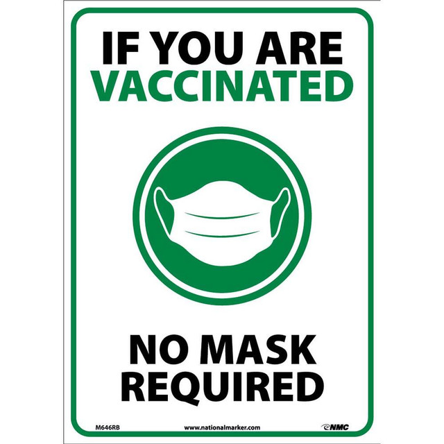 AccuformNMC Sign: Rectangle, "IF YOU ARE VACCINATED NO MASK REQUIRED" M646PB