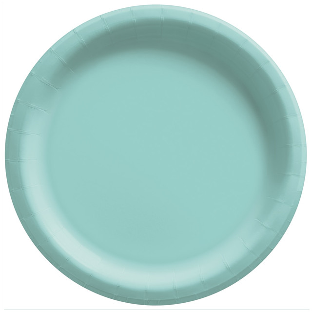 AMSCAN 690015.121  Round Paper Plates, Robin's Egg Blue, 10in, 50 Plates Per Pack, Case Of 2 Packs