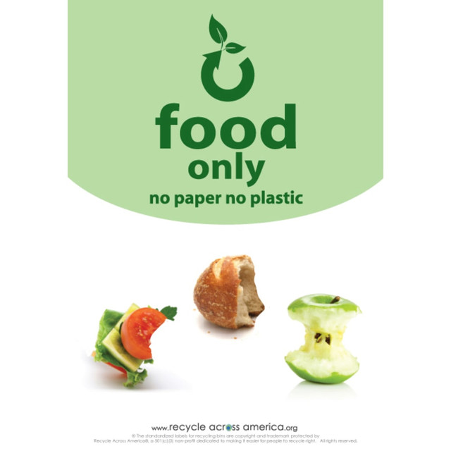 PACKAGING DYNAMICS Recycle Across America FOOD-1007  Food Standardized Recycling Label, FOOD-1007, 10in x 7in, Light Green