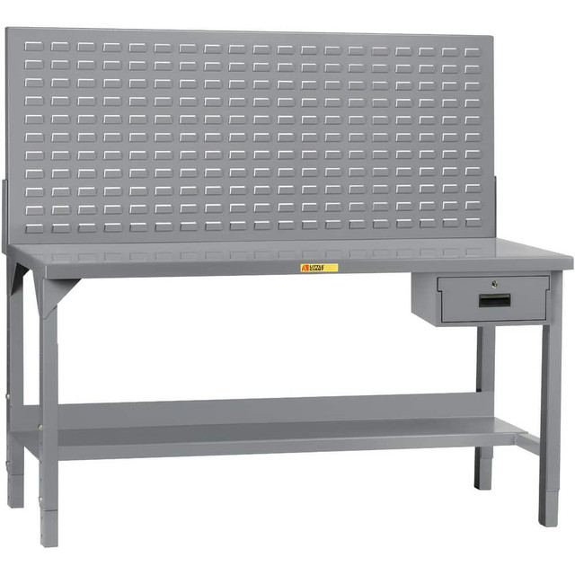 Little Giant. WST2-2448AHLPDR Stationary Work Benches, Tables; Bench Style: Heavy-Duty Use Workbench ; Edge Type: Square ; Leg Style: Adjustable Height ; Depth (Inch): 24 ; Color: Gray ; Maximum Height (Inch): 65
