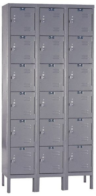 Hallowell U3228-6A-HG 3-Wide Locker: 12" Wide, 11" Deep, 78" High, Padlock