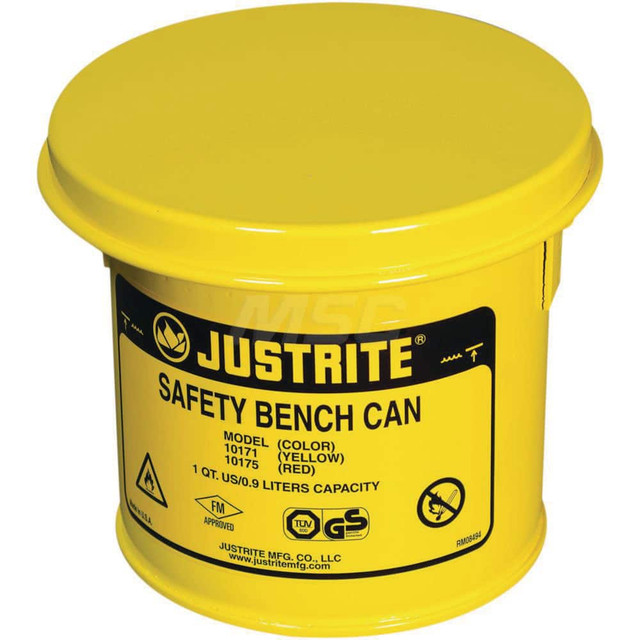 Justrite. 10171 Safety Bench Cans & Dip/Wash Tanks; Capacity (Gal.): 0.250 ; Type: Bench Can ; Capacity: 1.000 ; Capacity (Qt.): 1.00 ; Can Material: Steel ; Material: Steel