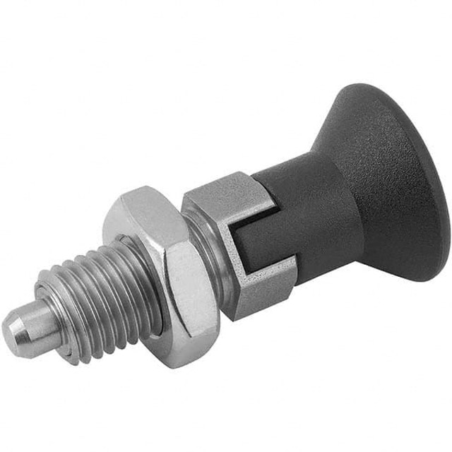 KIPP K0338.14903 M6x0.75, 10mm Thread Length, 3mm Plunger Diam, Locking Pin Knob Handle Indexing Plunger