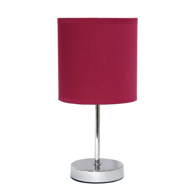 ALL THE RAGES INC Simple Designs LT2007-WNE  Mini Basic Table Lamp, 11-7/8H", Wine Shade/Chrome Base