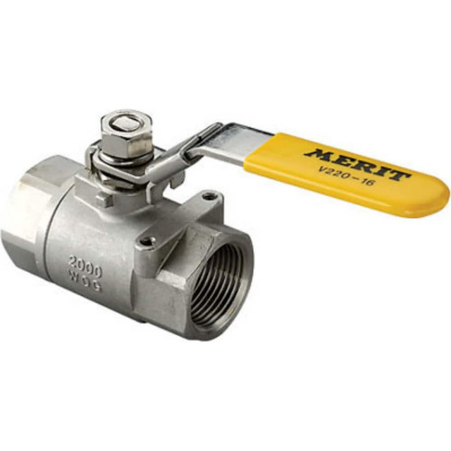 Merit Brass V220-08 2-Way Manual Ball Valve: 1/2" Pipe, Reduced Port