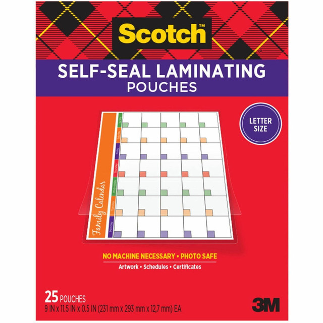 3M CO Scotch LS854-25G  Self-Sealing Laminating Pouch, 9in x 11in