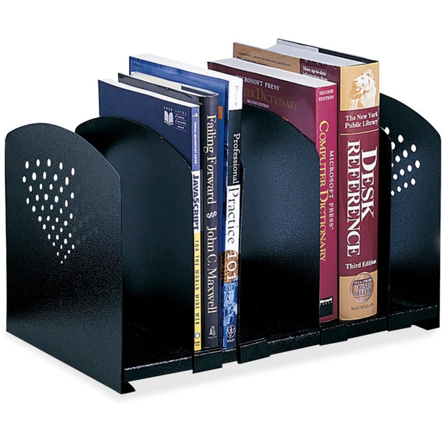 SAFCO PRODUCTS CO 3116BL Safco 5 Section Adjustable Book Rack - 5 Divider(s) - 9.3in Height x 15.5in Width x 9in Depth - Desktop - Black - Steel - 1Each