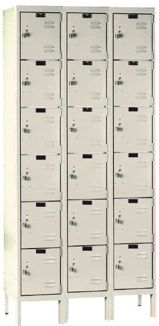 Hallowell U3228-6PT 3-Wide Locker: 12" Wide, 11" Deep, 78" High, Padlock