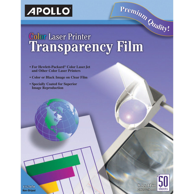 ACCO BRANDS USA, LLC VCG7070E Apollo Laser OHP Transparency Film, 8 1/2in x 11in, Box Of 50 ACCO BRANDS USA, LLC VCG7070E Apollo Laser OHP Transparency Film, 8 1/2in x 11in, Box Of 50