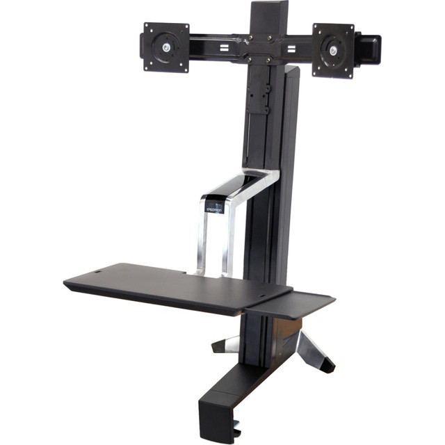 ERGOTRON 33-341-200  Workfit-S Dual Sit-Stand Desk Riser Workstation, 22-4/5 "W x 45-2/7 "D, Black