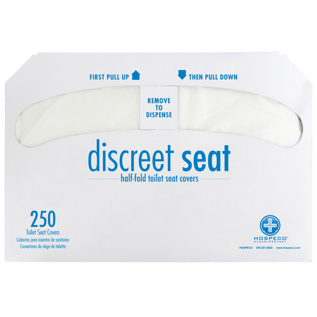 Provide customers a way to meet their personal hygiene needs with the Hospeco Discreet Seat Half-Fold Toilet Seat Covers. These covers are self-disposing and designed to maintain a clean, hygienic space.  Designed to maintain proper hygiene levels in public restrooms.  Self-disposing.