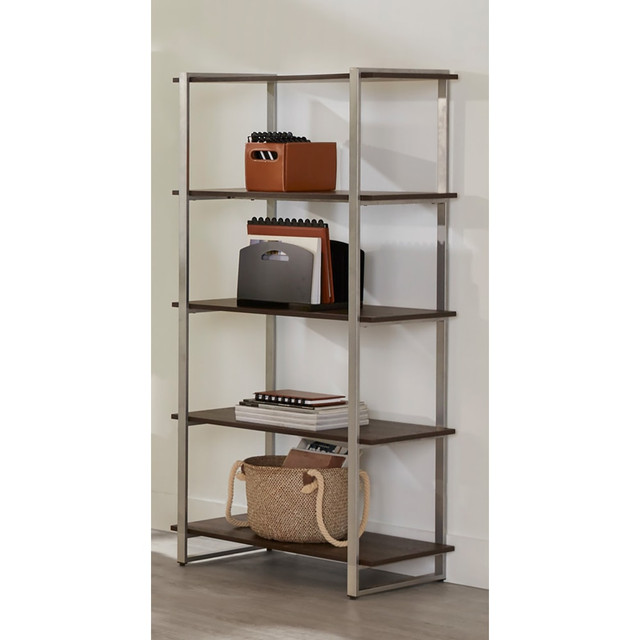 OFFICE DEPOT GLK20210506 Realspace Trezza 60inH 4-Shelf Bookcase, Warm Walnut OFFICE DEPOT GLK20210506 Realspace Trezza 60inH 4-Shelf Bookcase, Warm Walnut