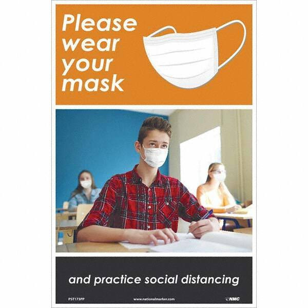 AccuformNMC Sign: Rectangle, "Please Wear Your Mask and Practice Social Distancing" PST173PP