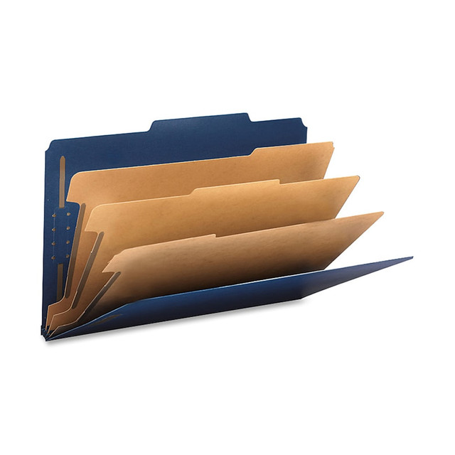 SMEAD MFG CO 19096 Smead Classification Folders, Top-Tab With SafeSHIELD Coated Fasteners, 3 Dividers, 3in Expansion, Legal Size, 50% Recycled, Dark Blue, Box Of 10