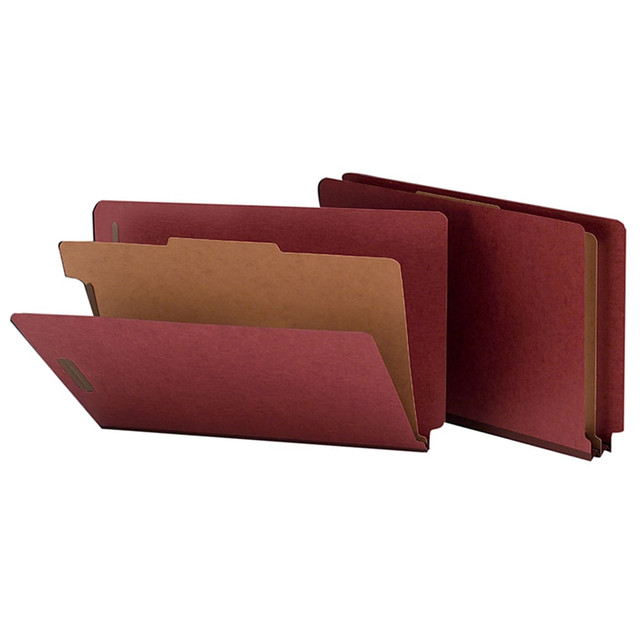 SMEAD MFG CO 29855 Smead Full End-Tab Classification Folder With SafeSHIELD Fastener, 2in Expansion, 1 Divider, 8 1/2in x 14in, Legal, 60% Recycled, Red, Box of 10 SMEAD MFG CO 29855 Smead Full End-Tab Classification Folder With SafeSHIELD Fastener, 2in Expansion, 1 Divider, 8 1/2in x 14in, Legal, 60% Recycled, Red, Box of 10