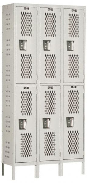 Hallowell U3258-2HDV-PT 3-Wide Locker: 12" Wide, 14" Deep, 78" High, Padlock