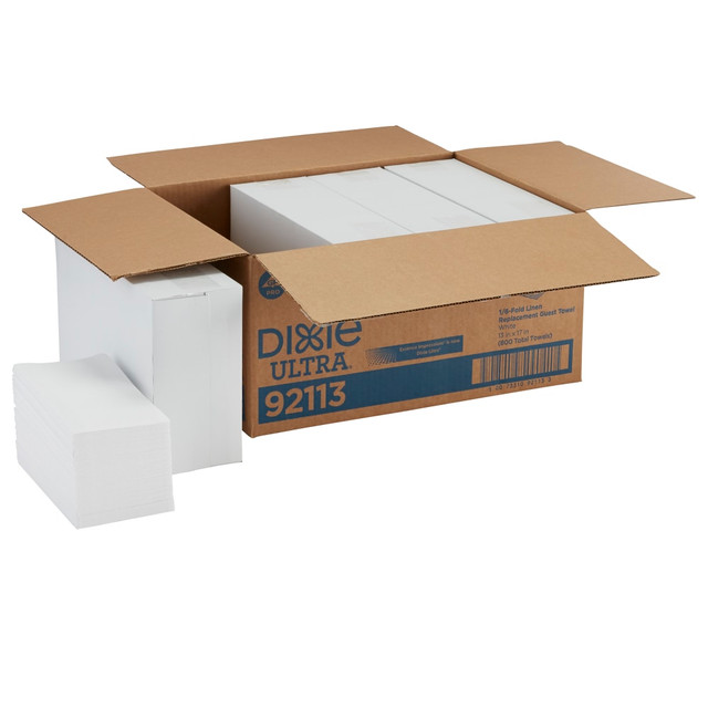 GEORGIA-PACIFIC CORPORATION 92113 Dixie Ultra 1/6-Fold Linen Replacement 1-Ply Guest Towels, 13in x 17in, White, 200 Napkins Per Pack, Case Of 4 Packs