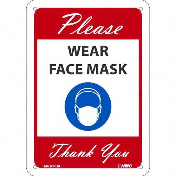 AccuformNMC Warning & Safety Reminder Sign: Rectangle, "PLEASE WEAR FACE MASK THANK YOU" M626RDA