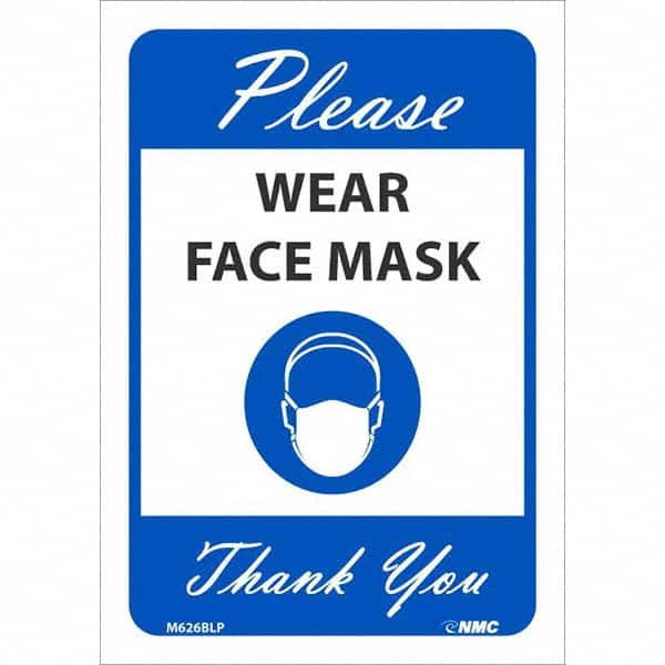 AccuformNMC Warning & Safety Reminder Sign: Rectangle, "PLEASE WEAR FACE MASK THANK YOU" M626BLP