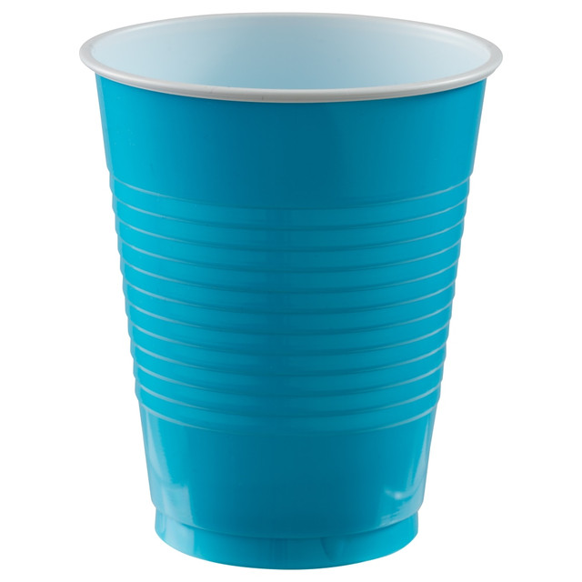 AMSCAN 436810.54  Plastic Cups, 18 Oz, Caribbean Blue, Set Of 150 Cups