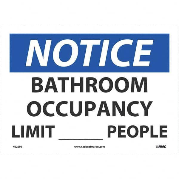 AccuformNMC Sign: Rectangle, "Notice Bathroom Occupancy Limit____People" N526PB