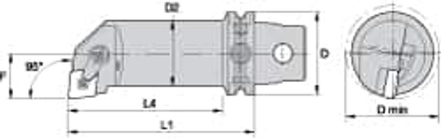 Kennametal 2265345 Modular Boring Head: Right Hand, Size KM63