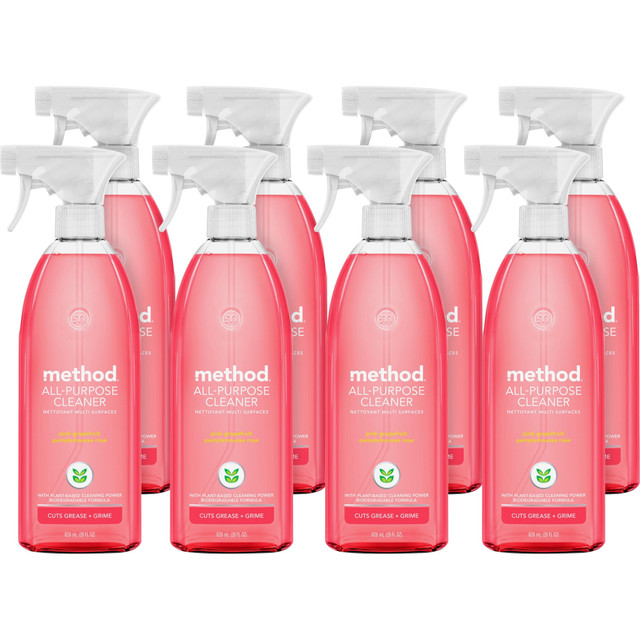 METHOD PRODUCTS, INC. 00010CT Method All-Purpose Cleaner - 28 fl oz (0.9 quart) - Pink Grapefruit Scent - Non-toxic - Light Pink - 8 / Carton