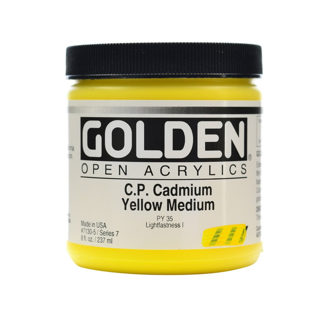 GOLDEN ARTIST COLORS, INC. Golden 7130-5  OPEN Acrylic Paint, 8 Oz Jar, Cadmium Yellow Medium (CP)