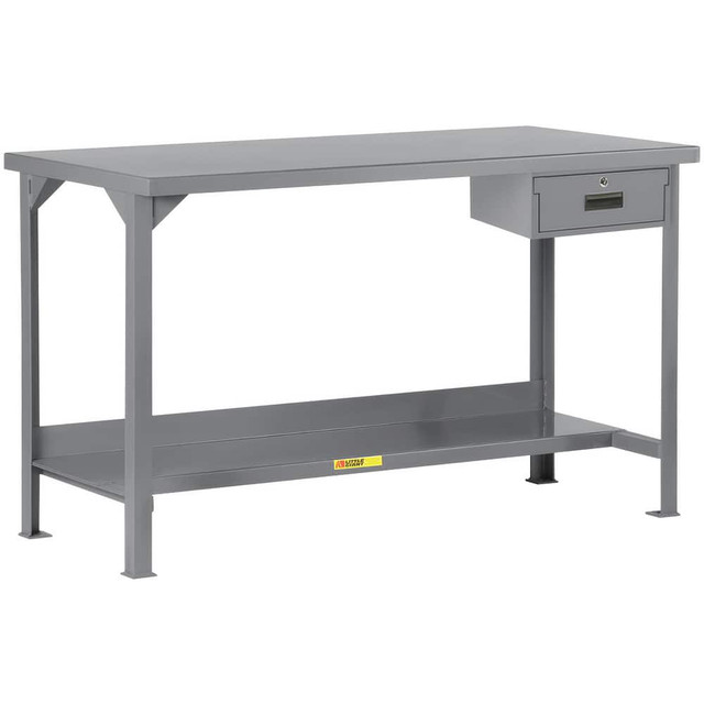 Little Giant. WST2-2460-36-DR Stationary Work Benches, Tables; Bench Style: Welded Work Table ; Edge Type: Square ; Leg Style: 4-Leg; Fixed ; Depth (Inch): 60in ; Color: Gray ; Maximum Height (Inch): 36in