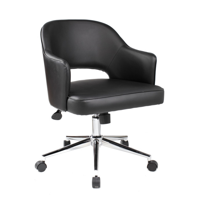 NORSTAR OFFICE PRODUCTS INC. B486C-BK Boss Office Products Mid-Back Task Chair, Black/Chrome