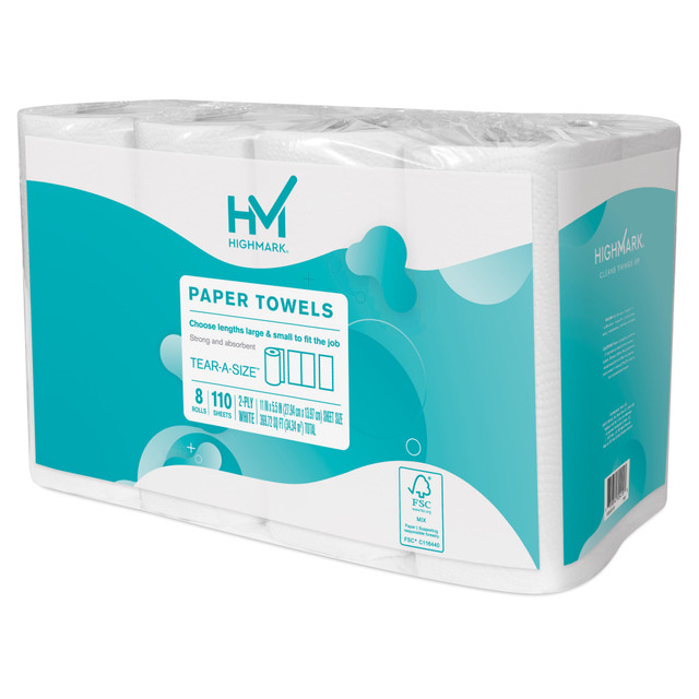 OFFICE DEPOT 5131742EA Highmark Tear-A-Size Kitchen 2-Ply Paper Towels, 5in, 110 Sheets Per Roll, Pack Of 8 Rolls