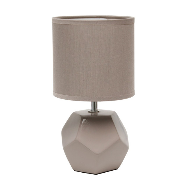 ALL THE RAGES INC LT2065-GRY Simple Designs Round Prism Mini Table Lamp, 10-7/16inH, Gray