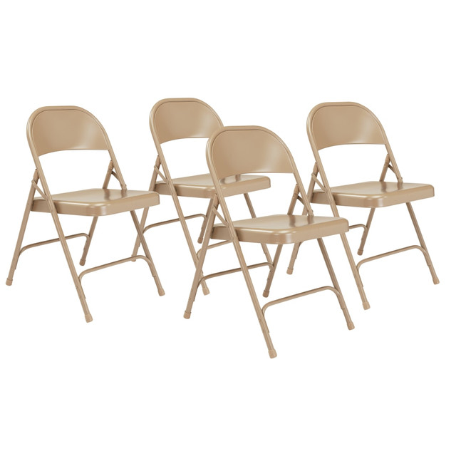 NATIONAL PUBLIC SEATING CORP National Public Seating 51  Series 50 Steel Folding Chairs, Beige, Set Of 4 Chairs