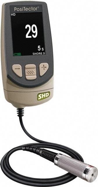 Made in USA SHDD1-E Portable Electronic Hardness Testers; Scale Type: Shore D; Shore D ; Minimum Hardness: 0; 0 ; Maximum Hardness: 100; 100 ; Accuracy (pt.): 11% ; Accuracy (%): 11%; 11 ; Hardness Range: 0 to 100 Shore