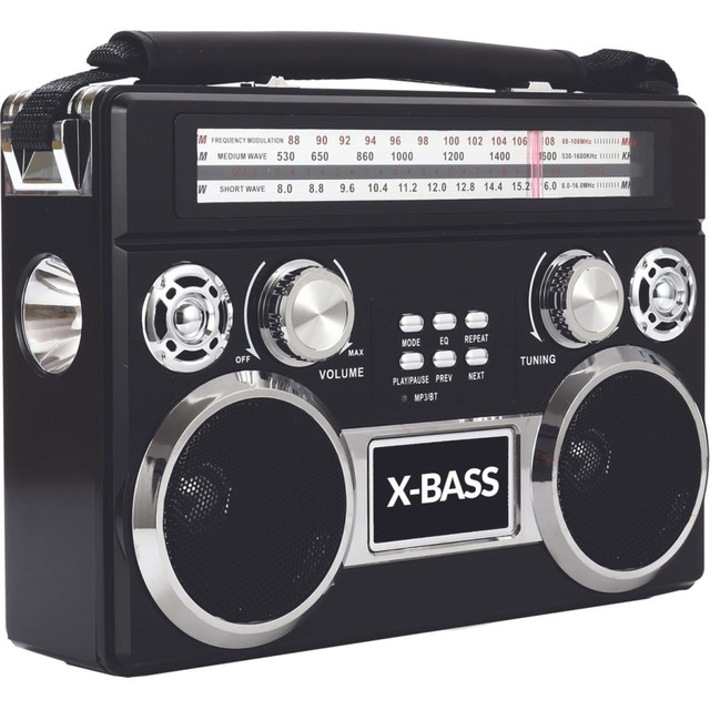 SUPERSONIC INC. SC-1097BT- BLACK Supersonic 3 Band Radio with Bluetooth and Flashlight (Black) - Wired/Wireless - Headphone - 4 x D - Portable SUPERSONIC INC. SC-1097BT- BLACK Supersonic 3 Band Radio with Bluetooth and Flashlight (Black) - Wired/Wireless - Headphone - 4 x D - Portable