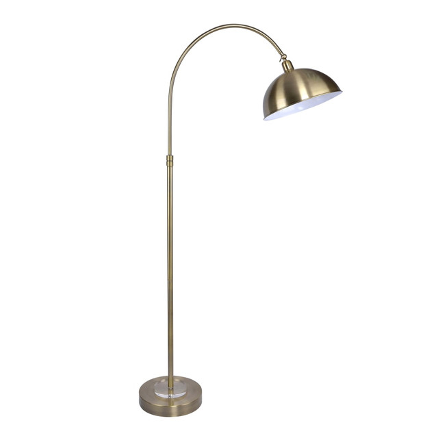 GRANDVIEW GALLERY LLC FL63-EMRY-DBL AB LumiSource Emery Floor Lamp, 63-1/2inH, Clear K9 Crystal/White/Antique Soft Brass