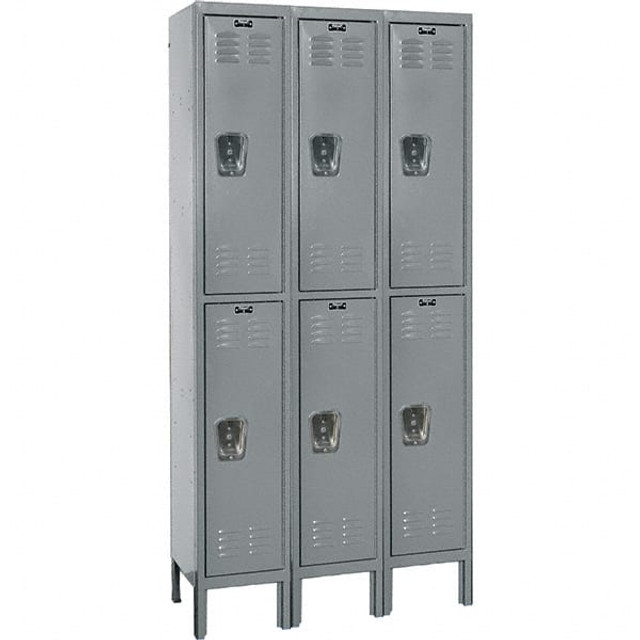 Hallowell U3518-2HG 3-Wide Locker: 15" Wide, 78" High, Padlock