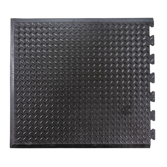 Notrax 545M2831BL Diamond Top Interlock features a rubber diamond plate top surface for traction, and a sturdy waffle support system on the underside for maximum comfort. Offered as a stand alone mat, or as an interlocking continuous length, this mat