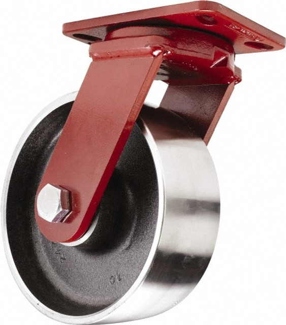 Hamilton S-ZFFM-83FSB Swivel Top Plate Caster: Forged Steel, 8" Wheel Dia, 3" Wheel Width, 3,200 lb Capacity, 10-1/4" OAH