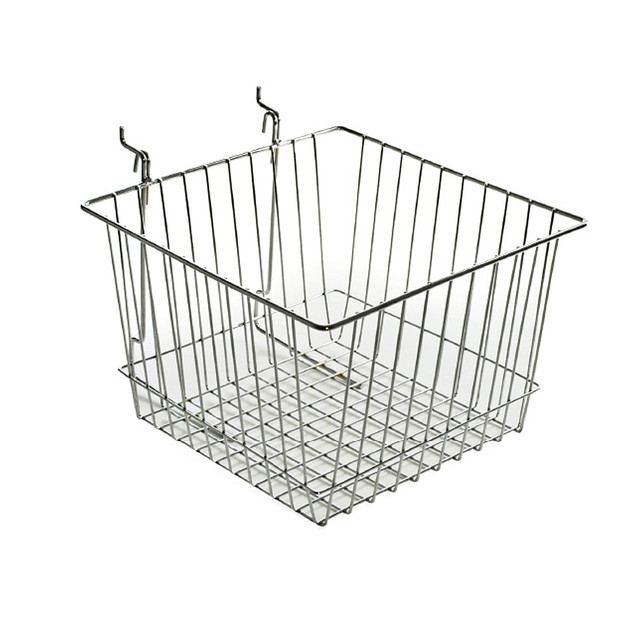 AZAR DISPLAYS 300621 Chrome Wire Baskets, Small Size, 4 1/4in x 12in x 12in, Silver, Pack Of 2 AZAR DISPLAYS 300621 Chrome Wire Baskets, Small Size, 4 1/4in x 12in x 12in, Silver, Pack Of 2