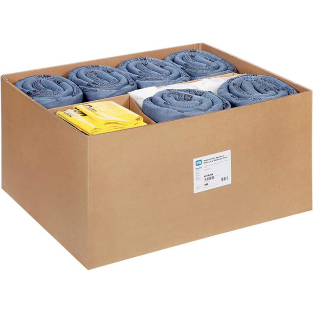 New Pig KITR204 Spill Kits; Kit Type: Universal Spill Kit; Container Type: Box; Absorption Capacity: 143 gal; Capacity per Kit (Gal.): 143 gal; Includes: 1 - Instructions; 55 - Ext. Dia. 3" X 48" L Pig Blue Absorbent Sock; 224 - 11.8" W X 13" L Pig P